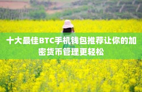 十大最佳BTC手机钱包推荐让你的加密货币管理更轻松