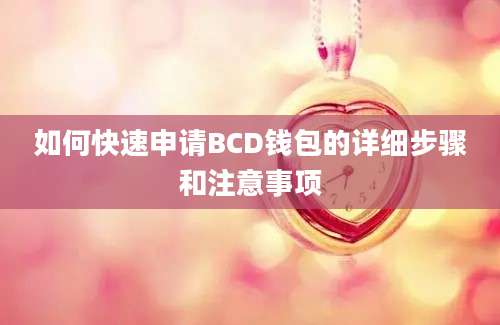 如何快速申请BCD钱包的详细步骤和注意事项